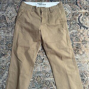 OLD NAVY Men's Pants 32 x 30 Broken-In Khakis Flat Straight Light Brown/Dark Tan